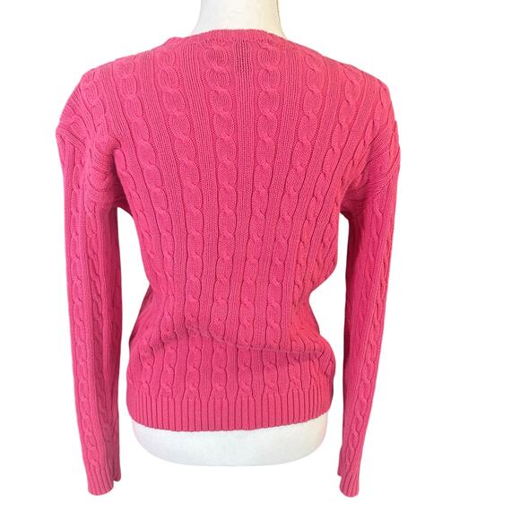 Ralph Lauren women's pink cotton cable knit crew neck sweater size S - Picture 4 of 6